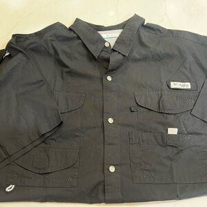 Columbia PFG Black XXL Short Sleeve Fishing Shirt Breathable Mesh Pockets